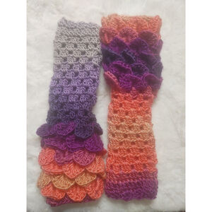 Women's Handmade Multicolor Crocheted Fingerless Dragon Scale Gloves One Size
